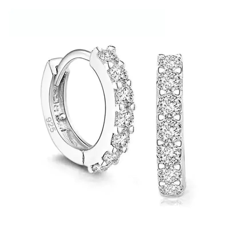 Fast Ship Newest Luxury Romantic Women Jewelry 925 Sterling Silver Plated Rhinestone Crystal Hoop Ea