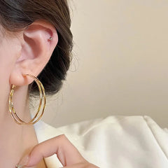 Oversize Gold Plated Hoop Earrings | Simple Thick Round Circle Stainless Steel Hoops alternate view