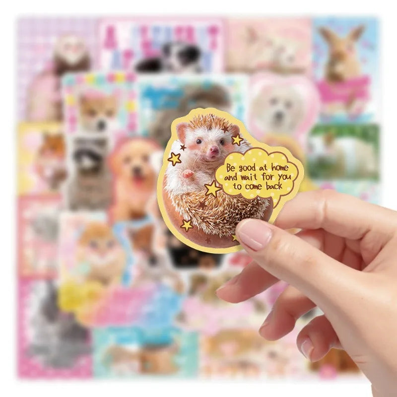 50pcs Cute Real Animal Sticker Set | Kawaii Scrapbook Decals for DIY Decor lifestyle view