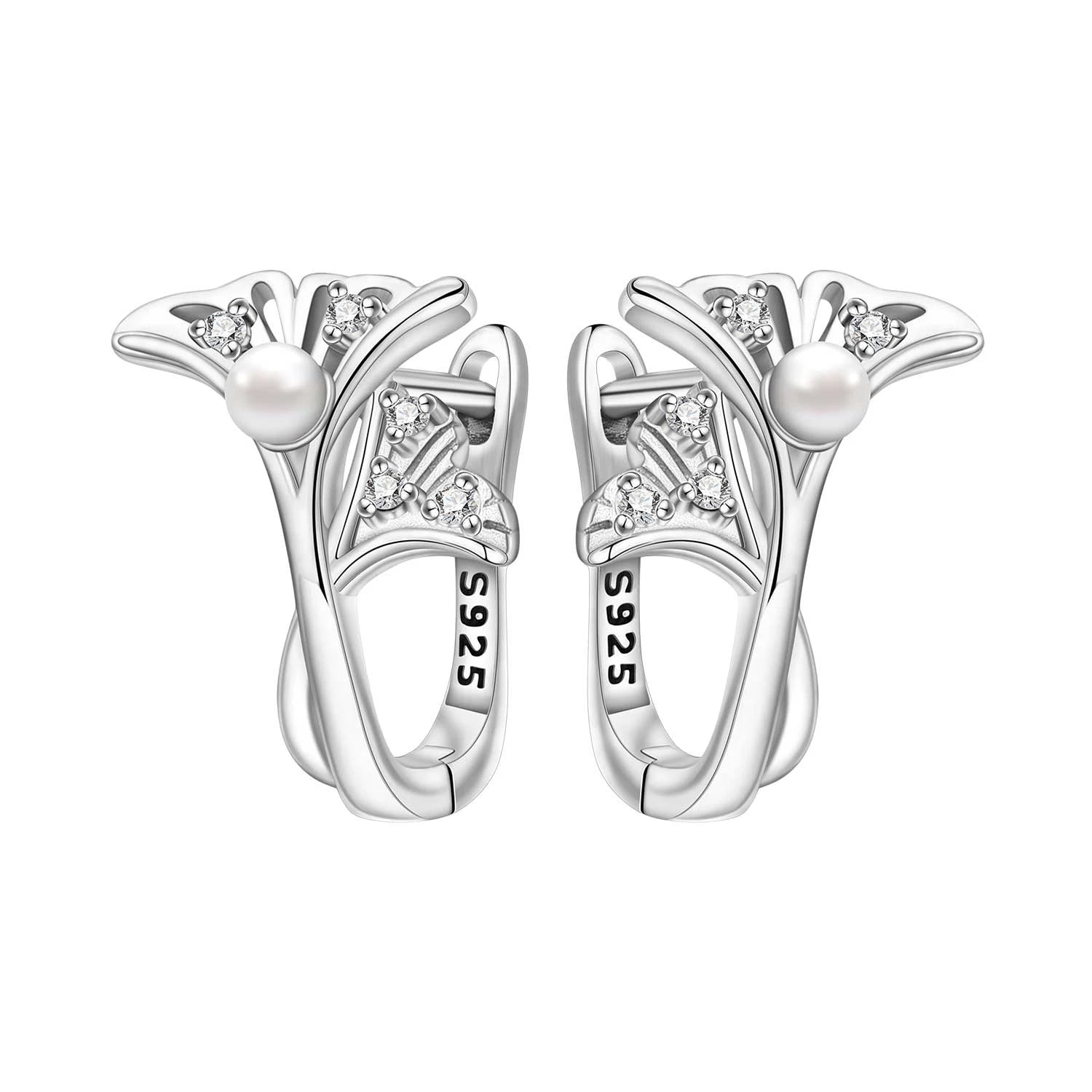 Orstarry Original 925 Sterling Silver Blue Iris Flower Earrings Women Hoop Earring Anniv detail view
