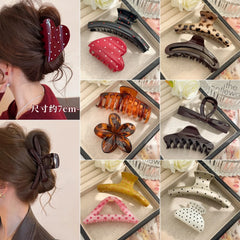 2pcs/set Hair Claw Clips for Women Girls Heart Bow Dots Leopard Large Small Crab Hairpins Barrette H