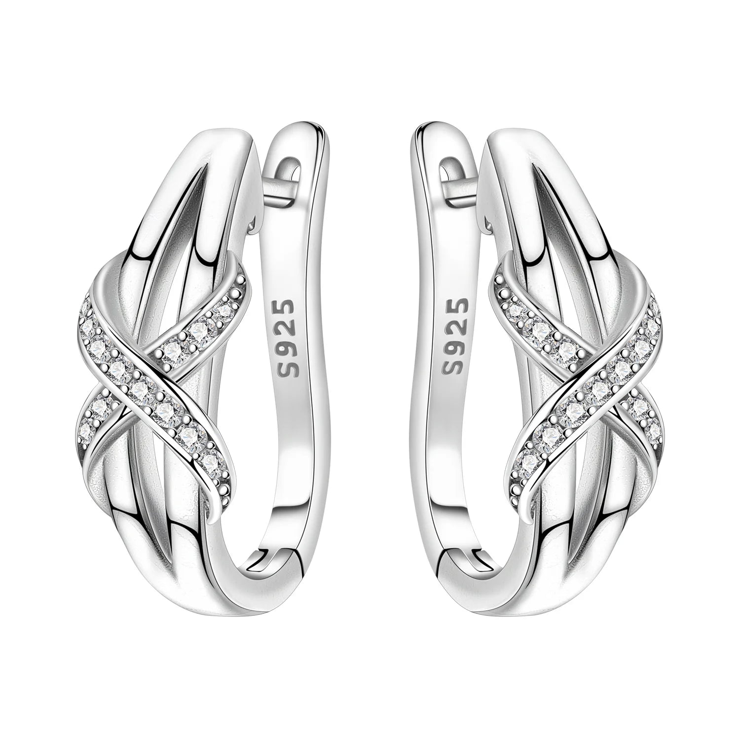 Orstarry S925 Sterling Silver Square Chain With Stone Inlaid Earrings Hoop Earrings additional angle