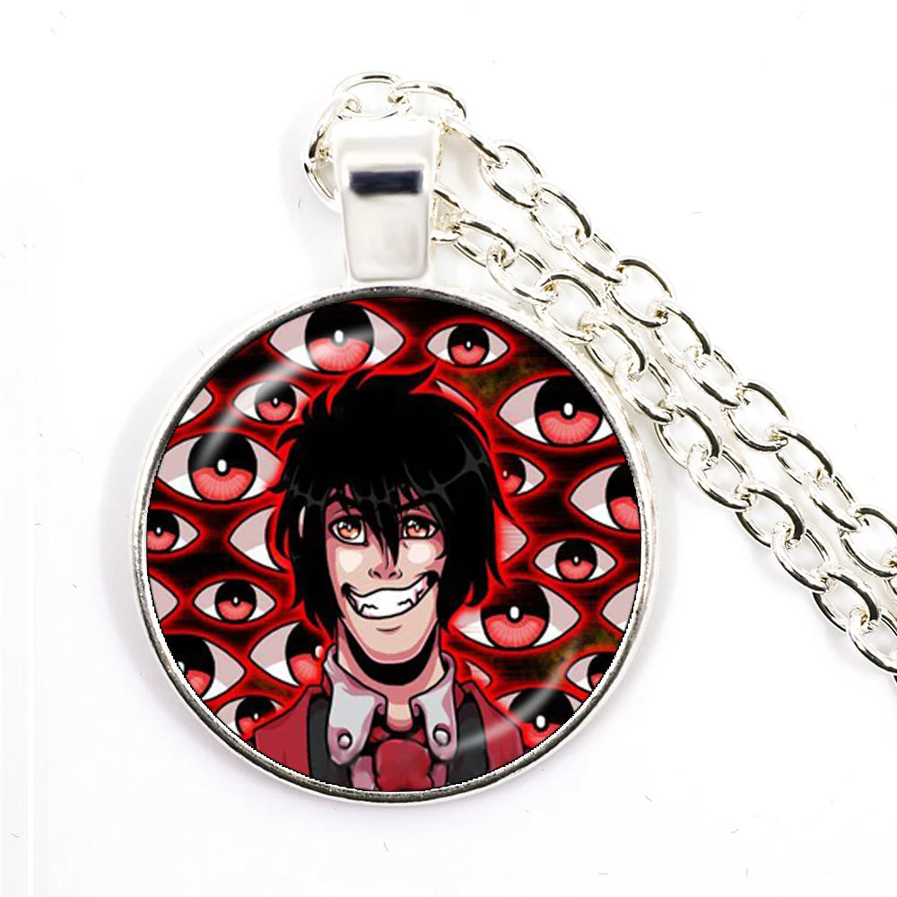 Hellsing Alucard Pentagram Pendant Necklace 25mm Glass Cabochon Pentagram Statement Pe close-up view