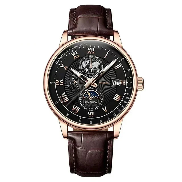 2026 Luxury Men's Sport Watch | Waterproof Luminous Leather Quartz Wristwatch detail view