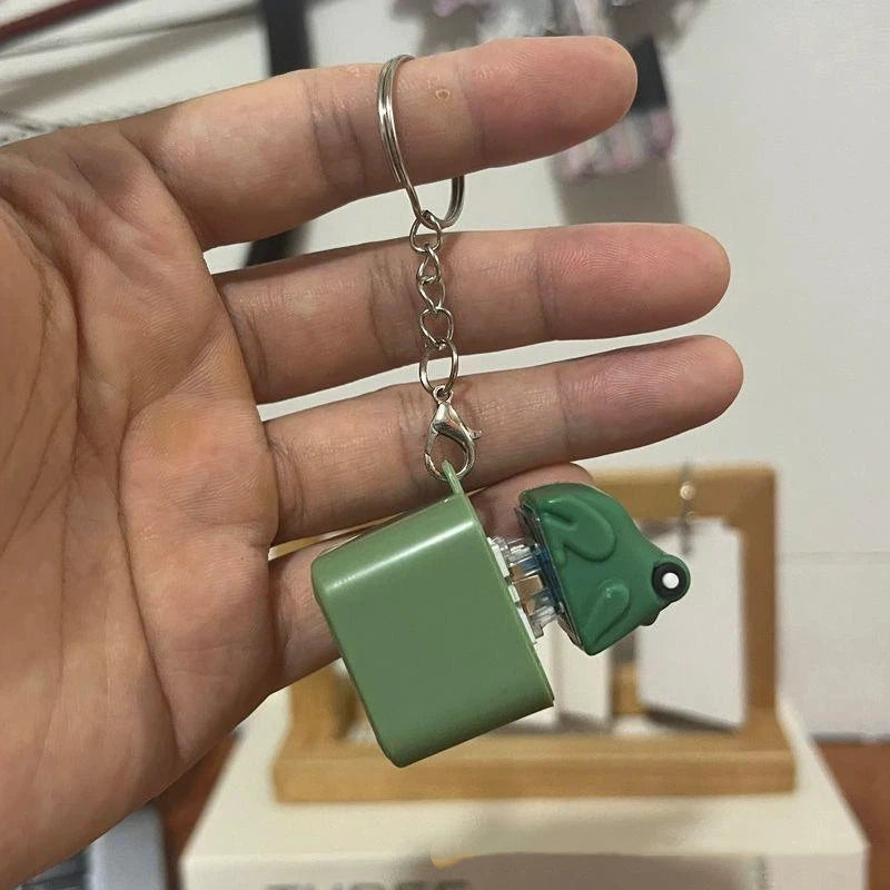 1pc Funny Croaking Frog Duck Keychain Rechargeable Keyboard Fidget Clicker Sound Keyri close-up view