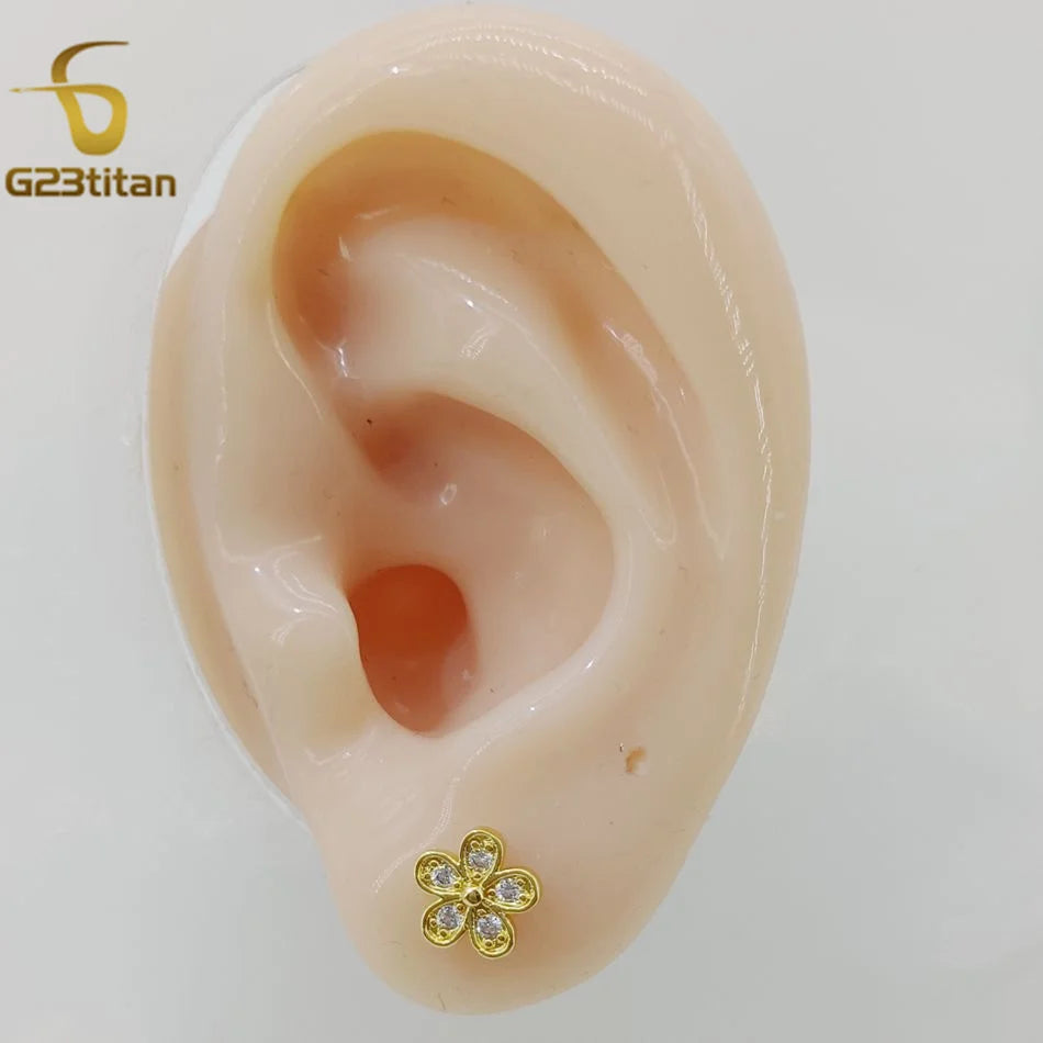 2PC Women's Flower Zircon Stud Earrings 3 Colors Engagement Wedding Jewelry for Carti alternate view