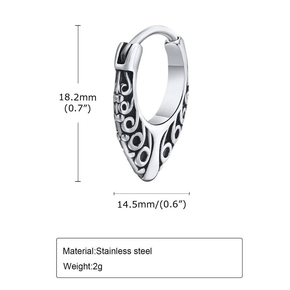 Punk Viking Hoop Earrings for Men Boys,Vintage Celtic Knot Stainless Steel Huggies additional angle