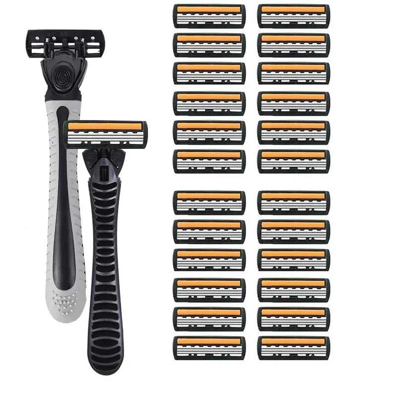 3-Layer Shaver Sack Premium Stainless Steel Safety Razor with Replaceable Blades - Smooth and Comfortable Shave for Men and Wome