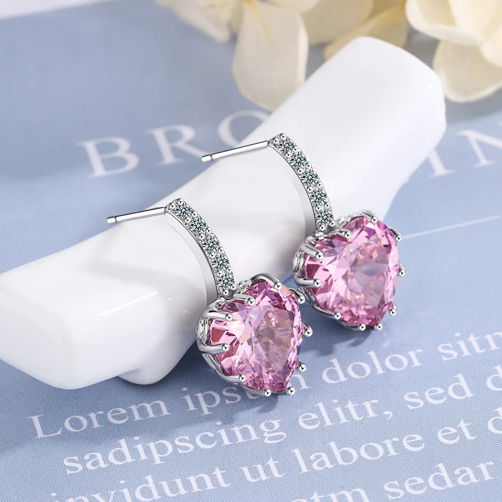 Heart Genuine Natural Garnet Red Ruby 925 Sterling Silver Stud Earrings for Women Fas alternate view