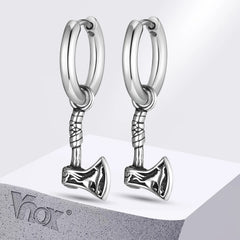VNOX Viking Axe Hoop Earrings | Stainless Steel Men's Drop Dangle Earrings