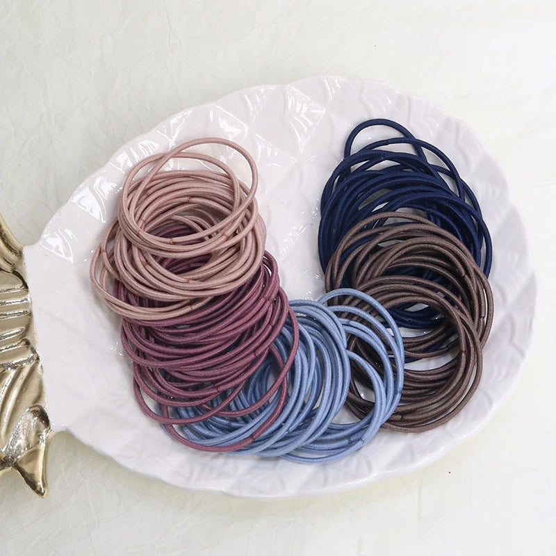100PCS/Set Hair Ties Elastic Rubber Bands for Women Men Thin Hair Rubber Bands Ponyta alternate view