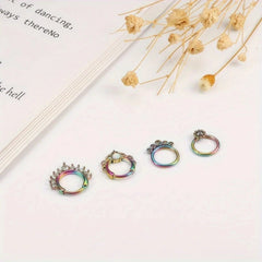 EVISPOL 1-4Pcs 16G Stainless Steel Colourful Septum Nose Ring for Women Men Hypoallergen detail view