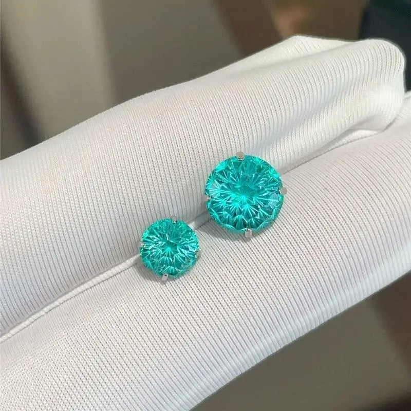 Crystal Stud Earrings Faceted Multicolor Stainless Steel Screw Back Tarnish Resistant lifestyle view