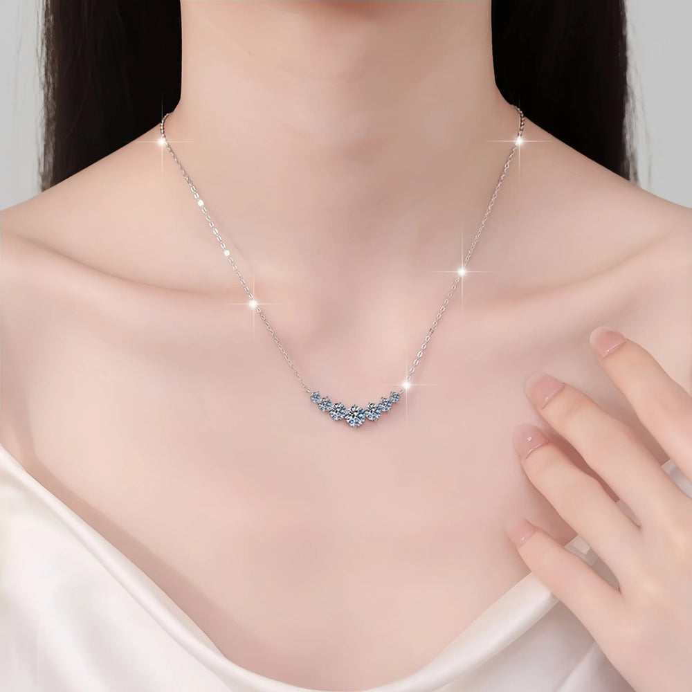 925 Sterling Silver Necklace Pendant 5A Zircon Fashion for Women Wedding Jewelry Engag close-up view