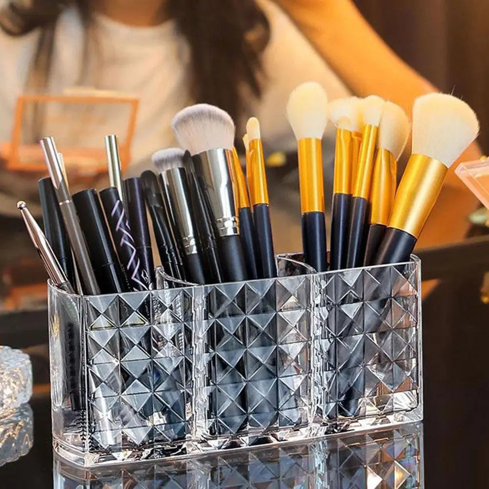 3 Slots Makeup Brush Holder Makeup Organizer Cosmetic Storage Box Lipstick Eyebrow Penci detail view