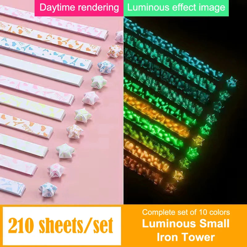 210 Sheets Luminous Origami Paper Stars | DIY Craft Kit for Glowing Lucky Stars detail view