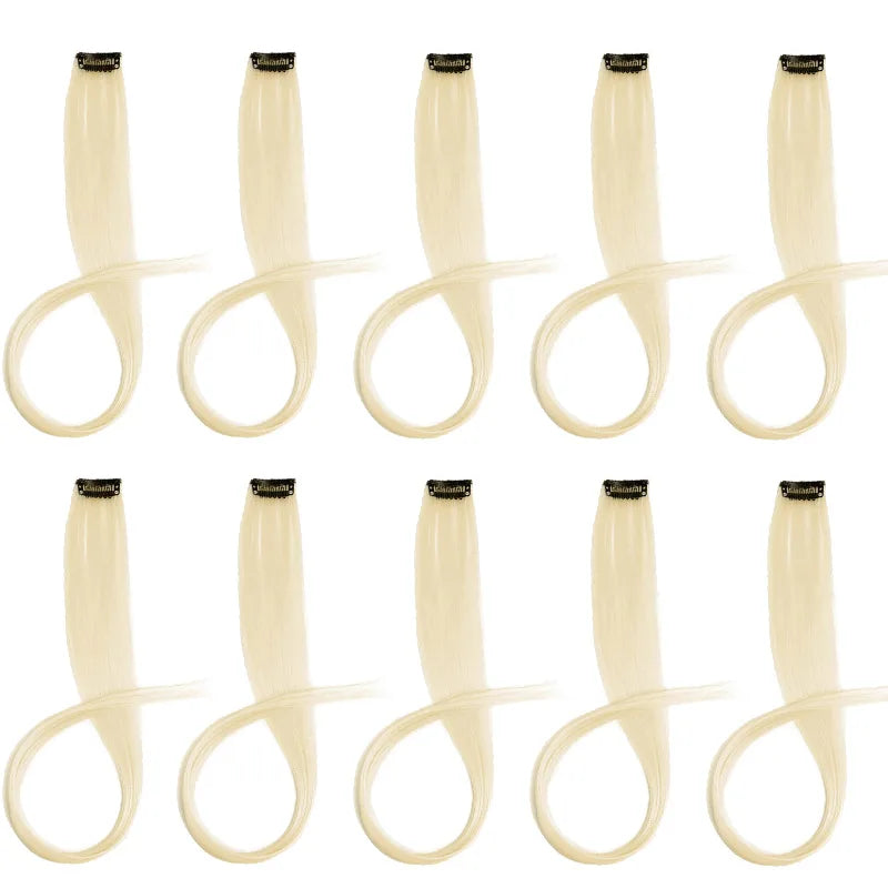 10pcs 22Inch Synthetic Long Straight Hair Extensions Clip in Colored Party Highlights Ha detail view