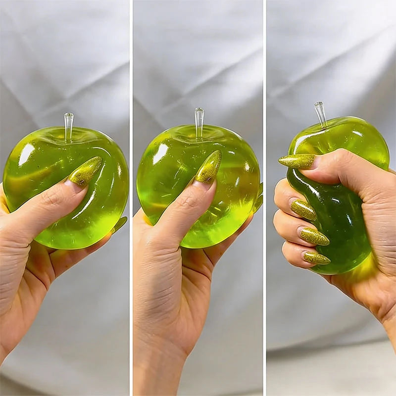 Fruit Squeeze Fidget Toy | Green Apple & Strawberry Stress Relief Decor lifestyle view