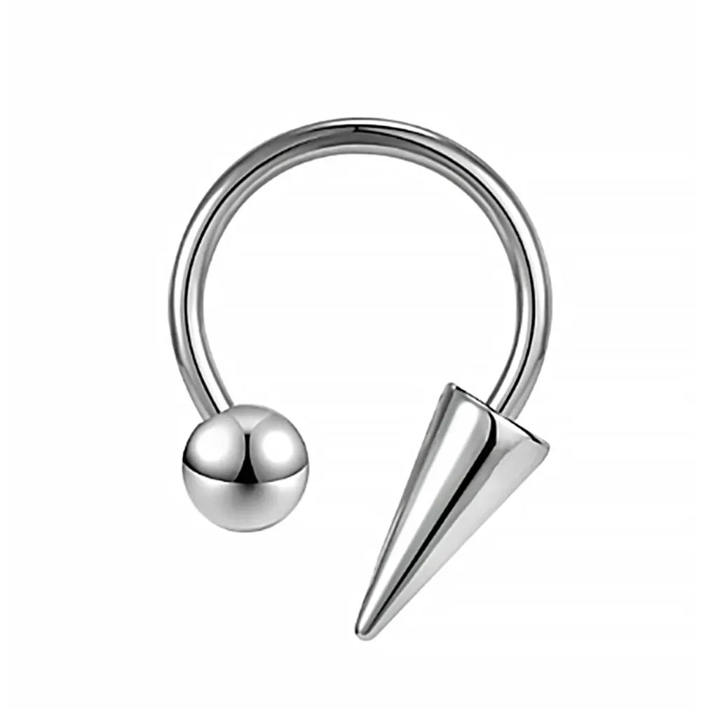 16G Stainless Steel Cone Septum Ring Horseshoe Nose Piercing Spike Lip Tragus Helix E alternate view