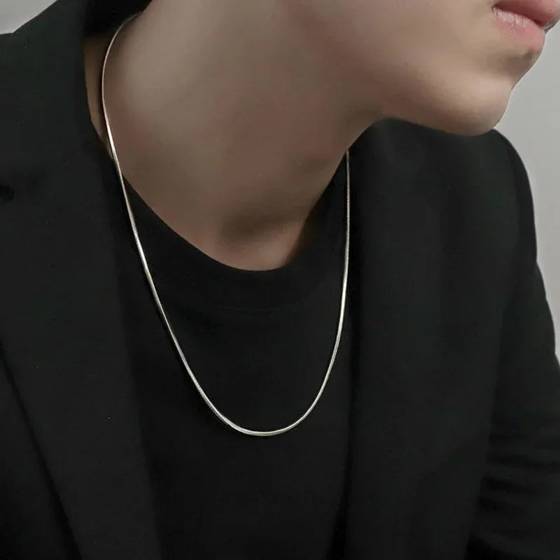 1Pcs Punk Hip-hop Snake Link Chain 925 Sterling Silver Necklace for Men Women Male additional angle