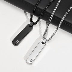 Custom Initials Bar Necklace for Men | Stainless Steel A-Z Pendant