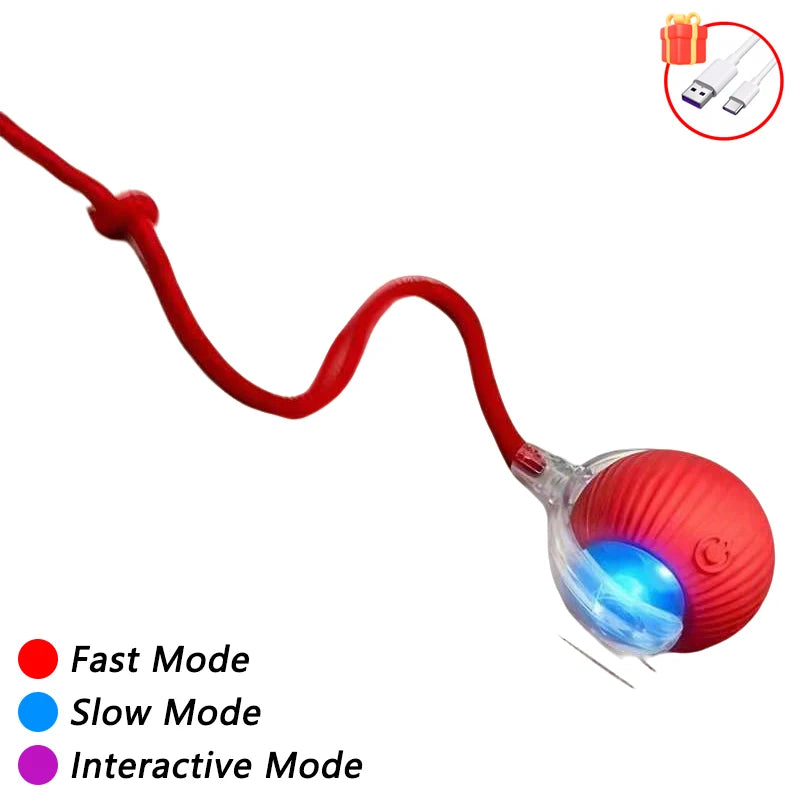 Self-Moving Automatic Cat Teaser Ball with Faux Tail Rechargeable Smart Sensor Cat additional angle