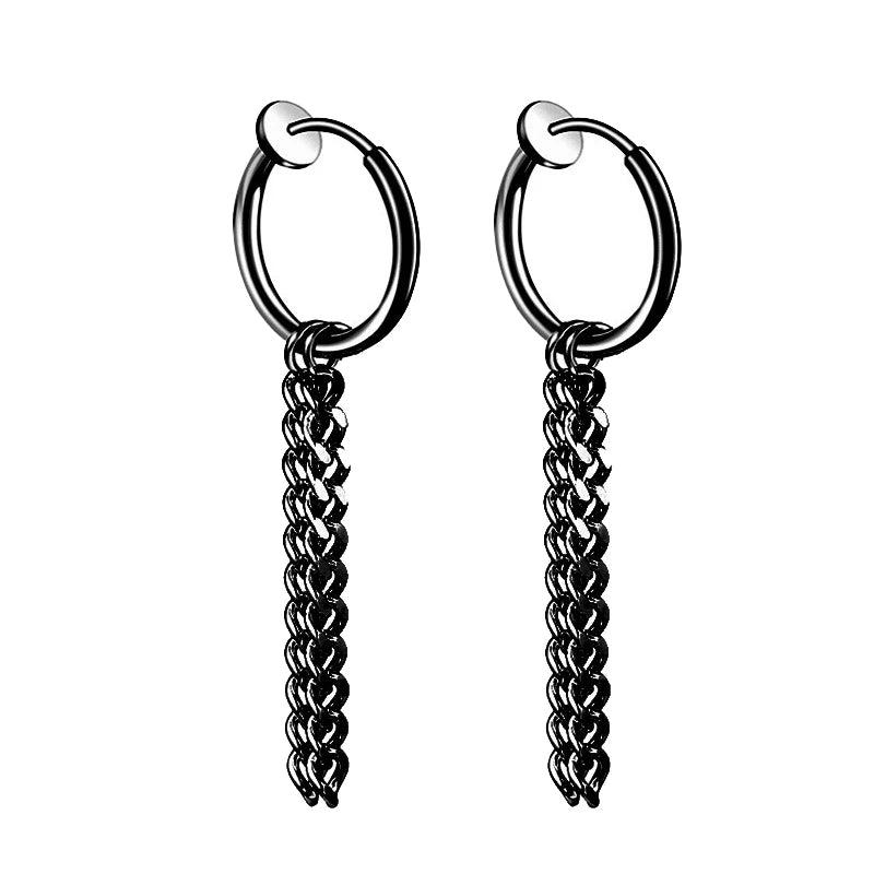 Black Arrow Punk Stainless Steel Stud Earrings | Unisex Gothic Ear Clip Set additional angle