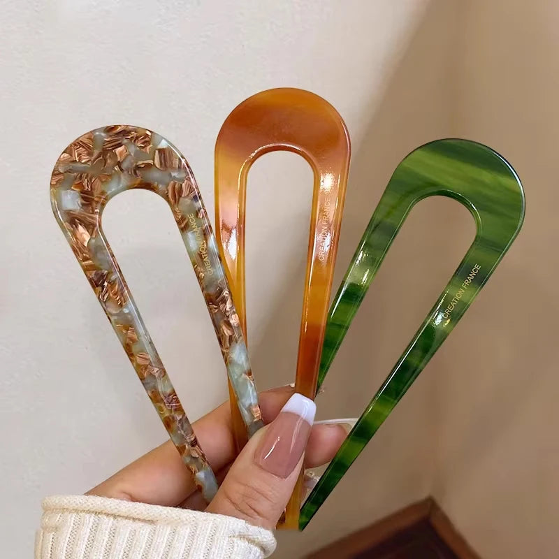 1/2/3/5pcs U-shaped Acrylic Hairpin for Women Elegant Temperament Ponytail Hair Clip alternate view