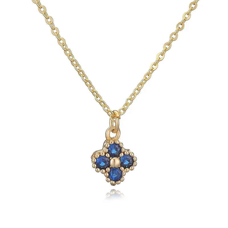 HECHENG, 18K Gold Plated Brass Cubic Zirconia Bijoux Exquisite Flower‑Shaped Women Neckl detail view