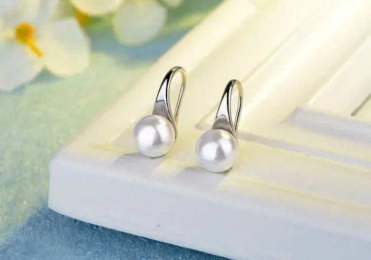 925 Sterling Silver Pearl Drop Earrings for Women