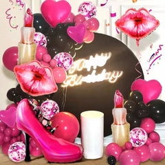 11pcs Love Foil Balloon Set | Red Lipstick Shape Anniversary Wedding Party Decoration alternate view