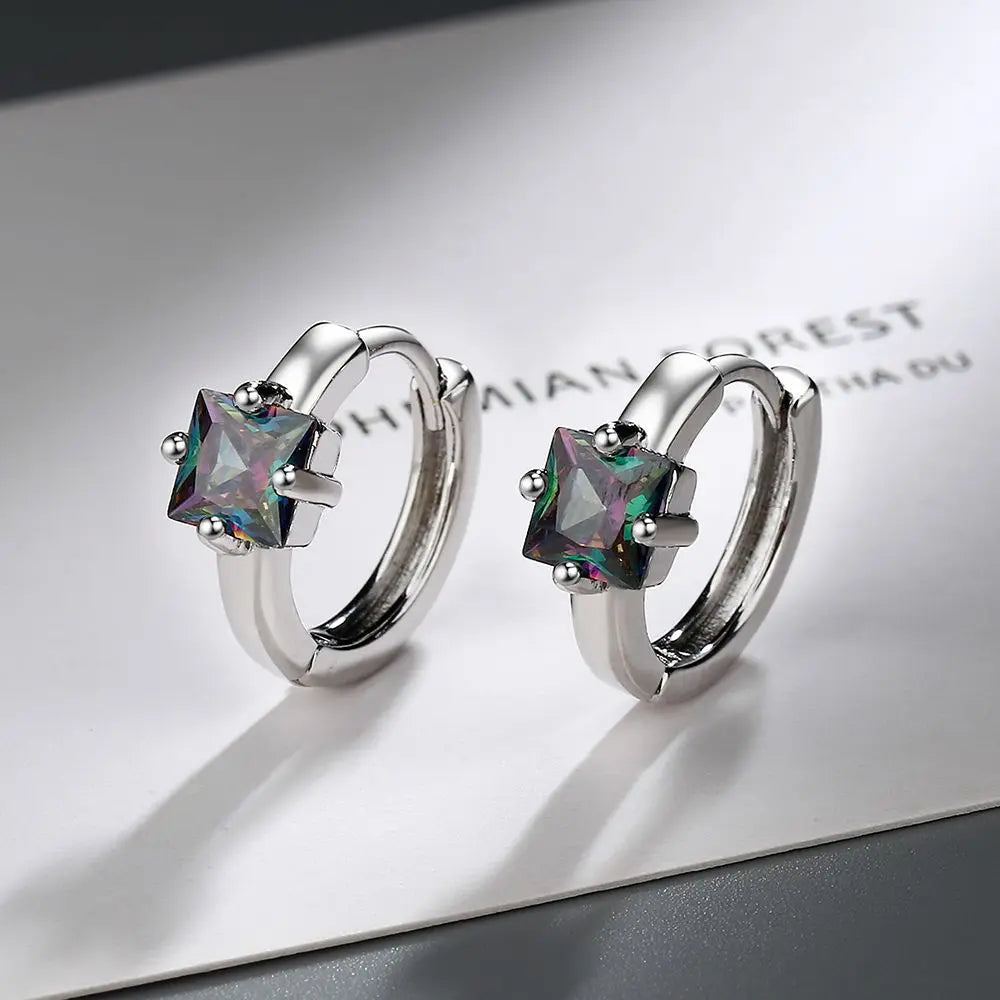 High Quality 925 Silver Square Zircon Small Earrings For Women Luxury Jewelry Novelties 2023 Trend t
