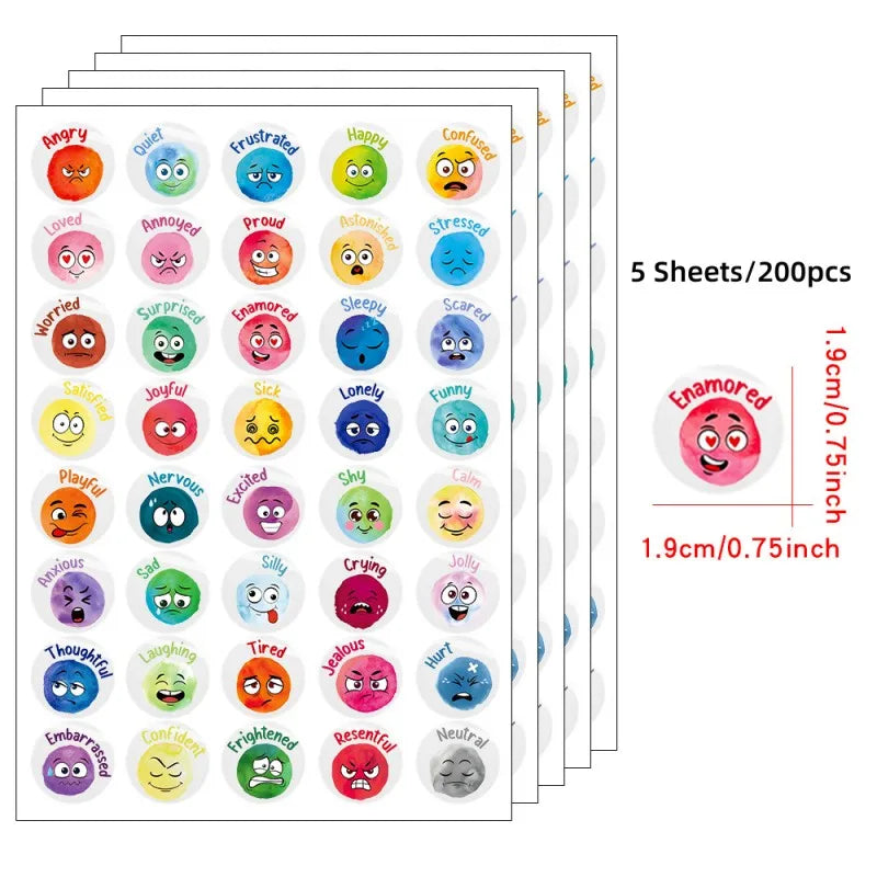200 Pcs Emotional Feelings Stickers Set | Funny Mood Stickers for Student Emotional S alternate view