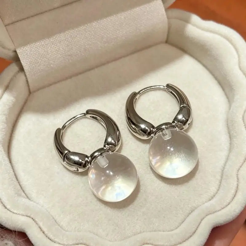 2026 Transparent Round Ball Pendant Earring Hooks Korean Fashion Jewelry For Girls Wom close-up view
