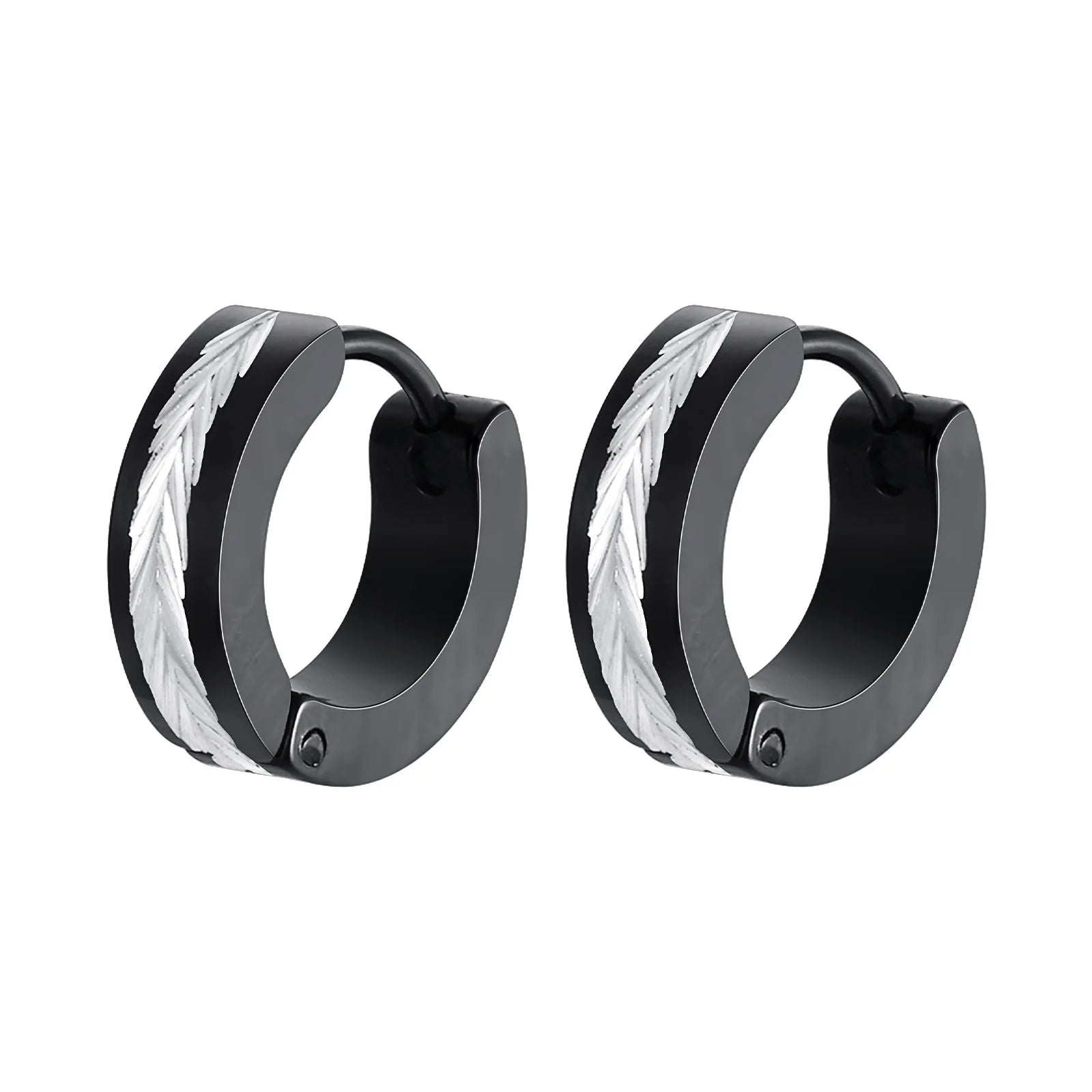Vnox Stainless Steel Small Hoop Earrings for Men Women | Stylish Two-Tone Metal Huggies detail view