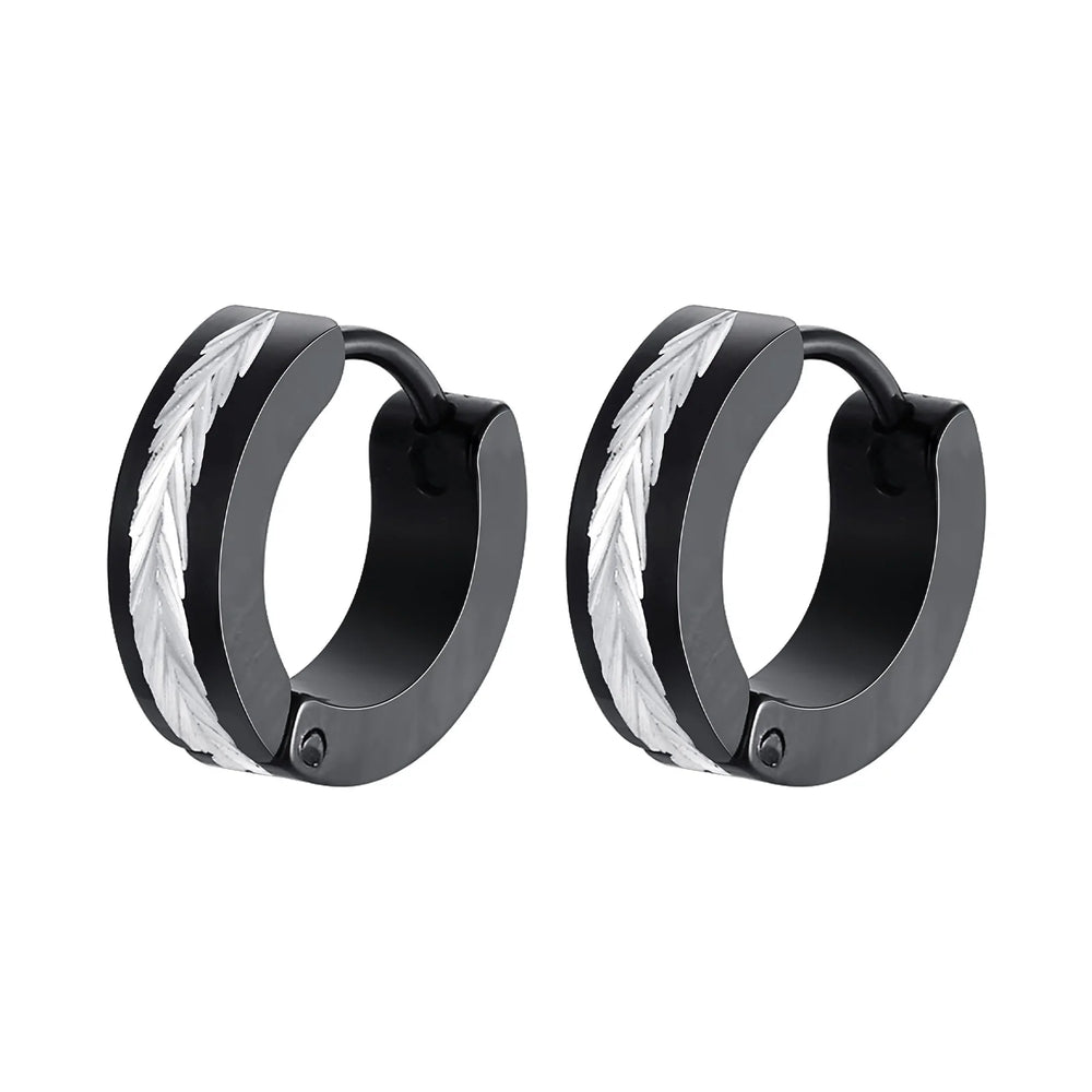 Vnox Stainless Steel Small Hoop Earrings for Men Women | Stylish Two-Tone Metal Huggies detail view