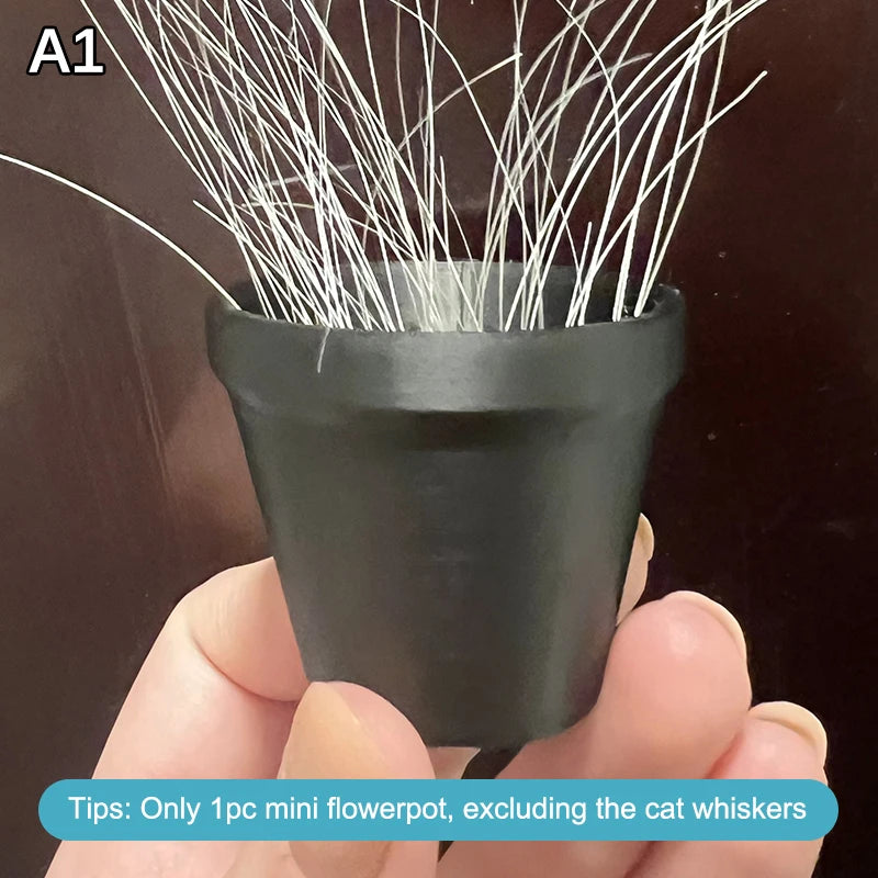 Pet Whisker And Fur Collector Cat Whisker Holder Mini Flower Pot Design Desktop Orname close-up view