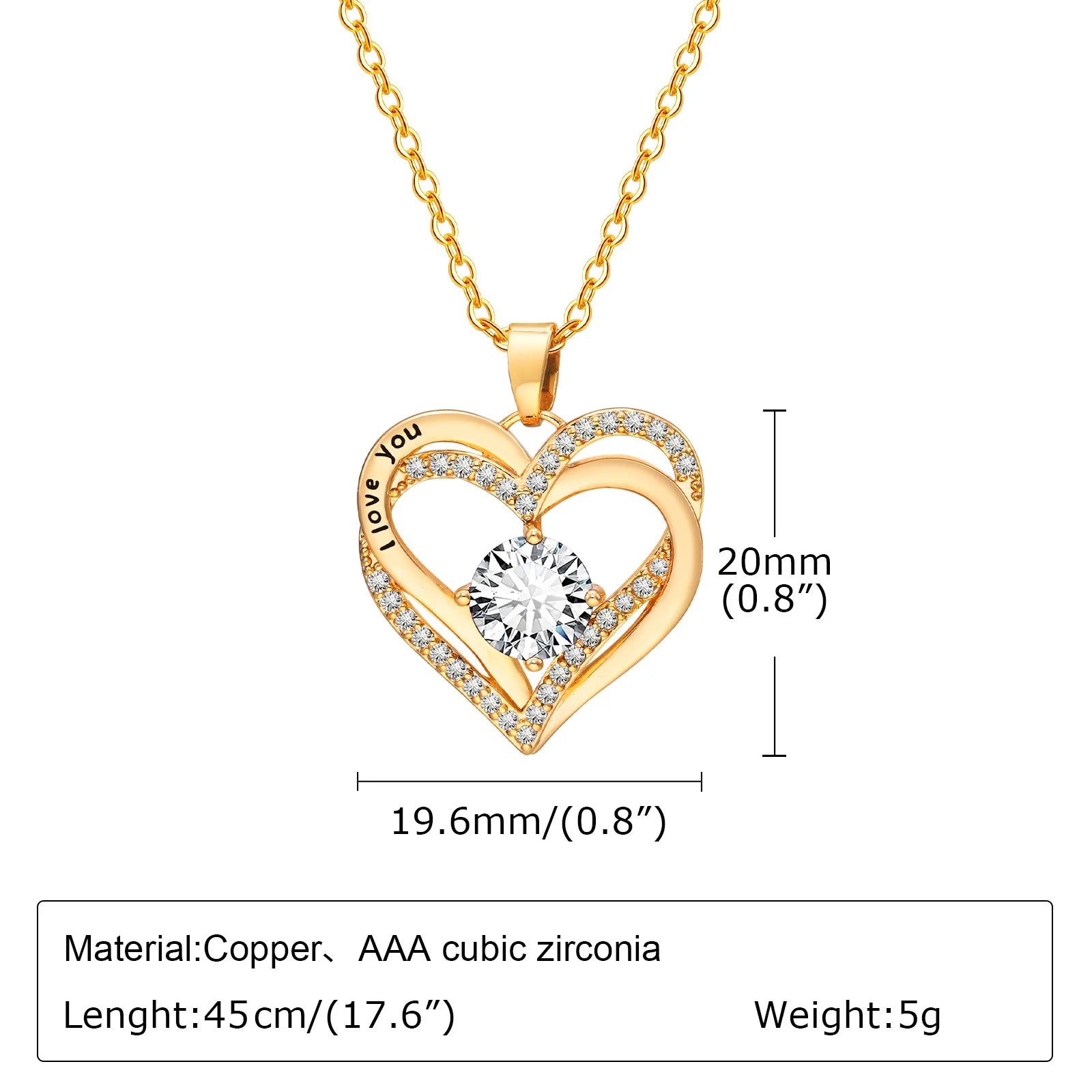 Heart Woman Necklace Birthstone Heart I Love You Jewelry For Wedding Birthday Party additional angle