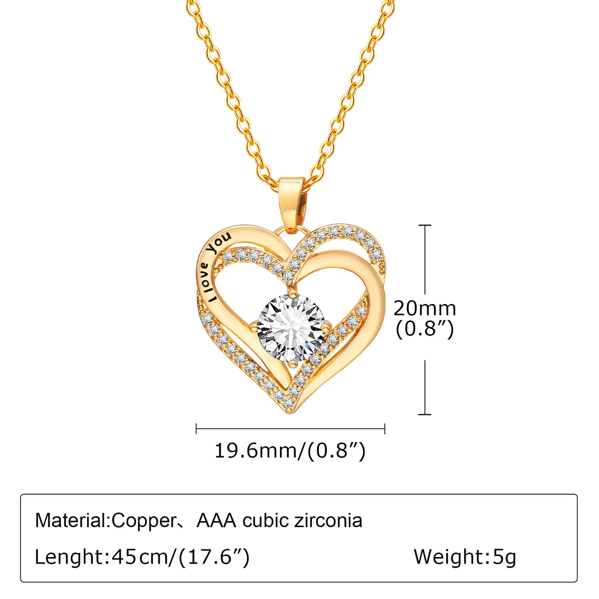 Heart Woman Necklace Birthstone Heart I Love You Jewelry For Wedding Birthday Party additional angle
