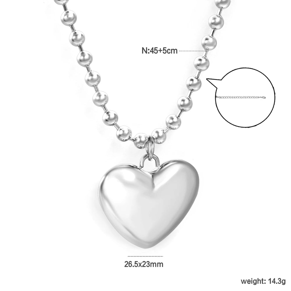 ASONSTEEL Romantic Heart Pendant Necklace | Gold Stainless Steel Choker for Women Gift close-up view