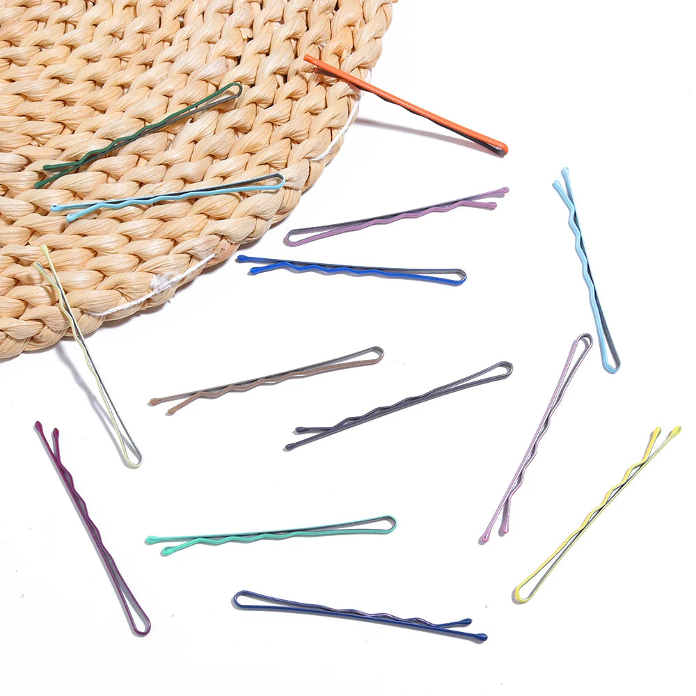 20pcs/lot Colorful Hairpins Metal U-Shaped Hair Clips 6cm Wave Bobby Pins Hairgrip Fo lifestyle view