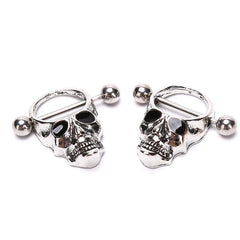 Hot! Skull Bars Nipple Ring Piercing Bar Stainless Steel Barbell Body Breast Jewelry close-up view