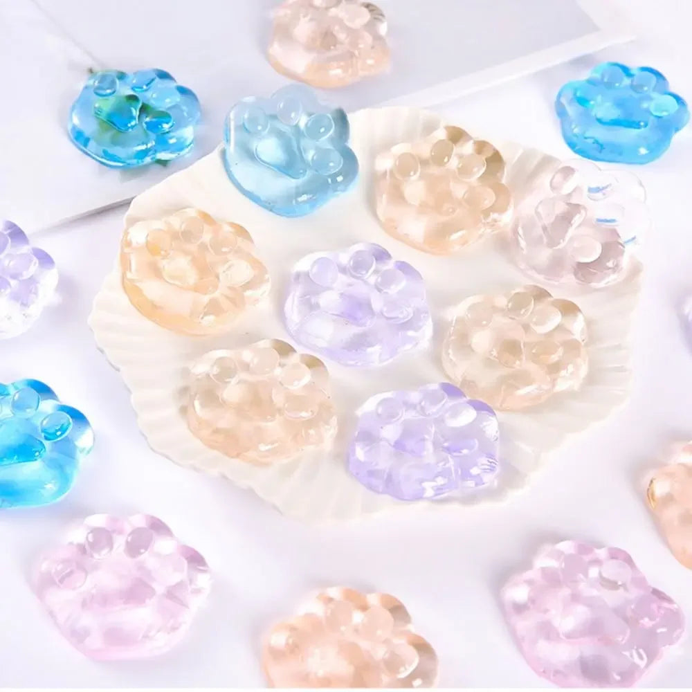 5/10/20PCS Kawaii Cat Paws Sticky Squeeze Toys Soft Realistic Glitter Cat Paws Transparent Squeeze T