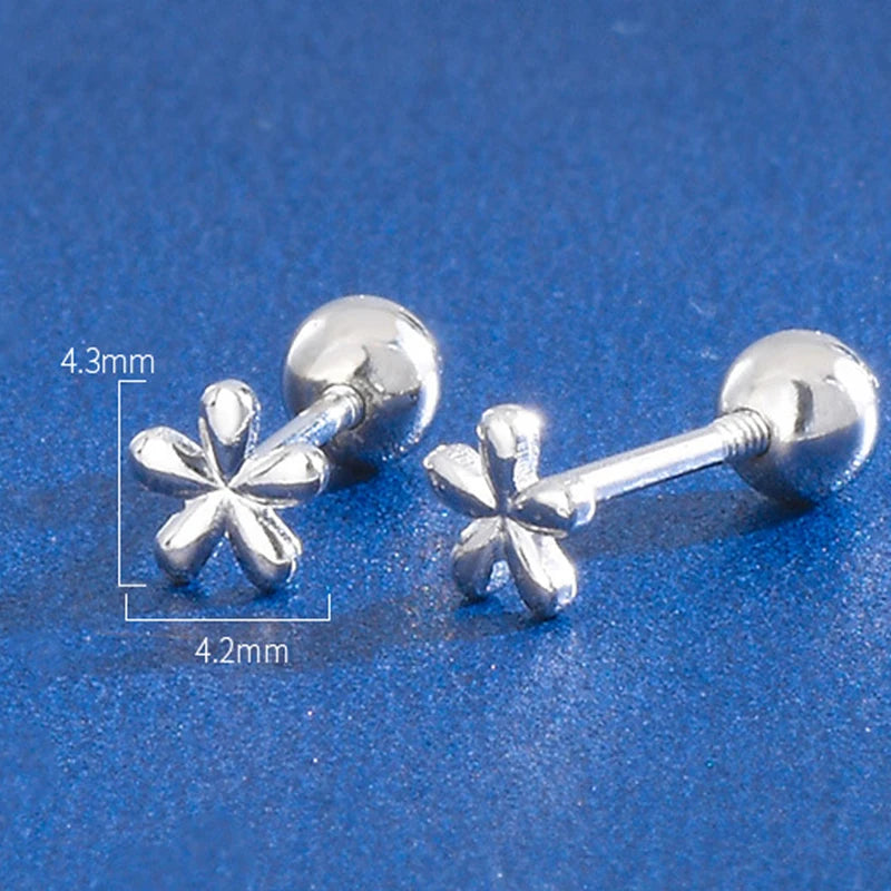EVSIPOL Tiny Stainless Steel Screw Back Flower Stud Earrings for Women Girls Simple additional angle