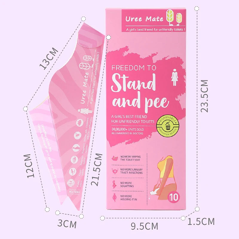 Disposable Female Urination Device | 10 Pack Portable Standing Pee Funnel for Trave additional angle