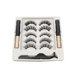 5 Pairs Magnetic Eyelashes Set with Eyeliner and Tweezers | 3D Natural False Lashes Kit detail view