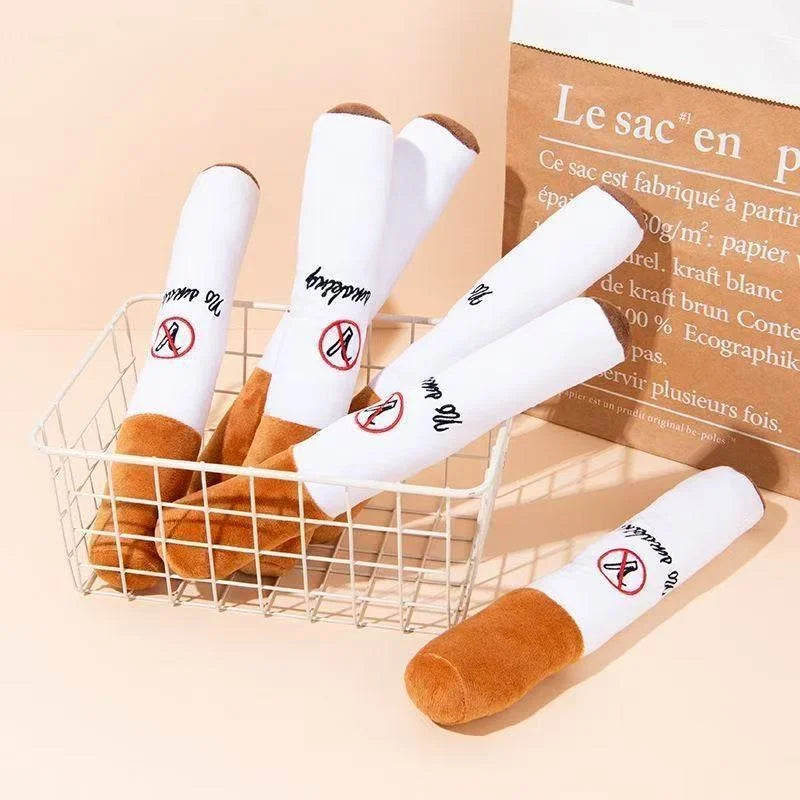 Cigar Big Smoke Plush Squeak Dog Chew Toy Interactive Molar Bite Resistant Fake Cigar lifestyle view