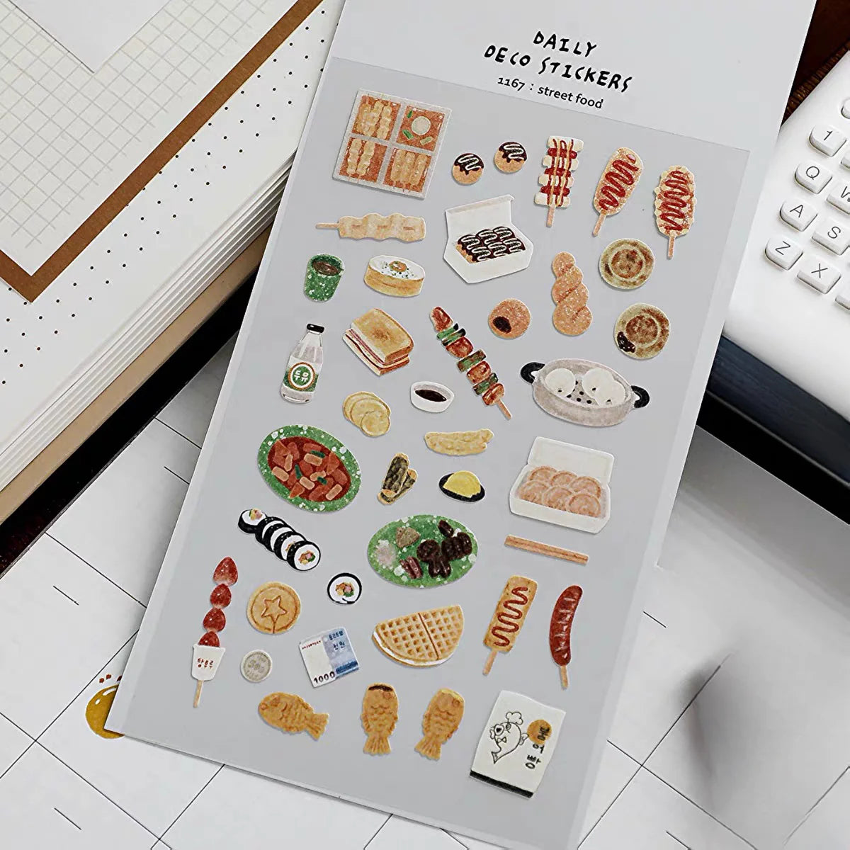 Korean Food Sticker Pack for Scrapbooking | Suatelier Street Food Art Stickers lifestyle view