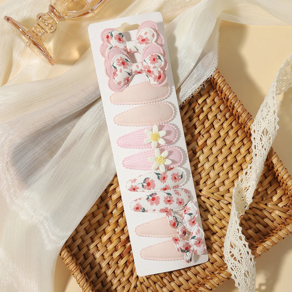 10PCS/Set New Fabric BB Hair Clip  Girls' Teenagers' Children's Side Bangs Clip Girls' Party Daily Decoration Hair Accessories