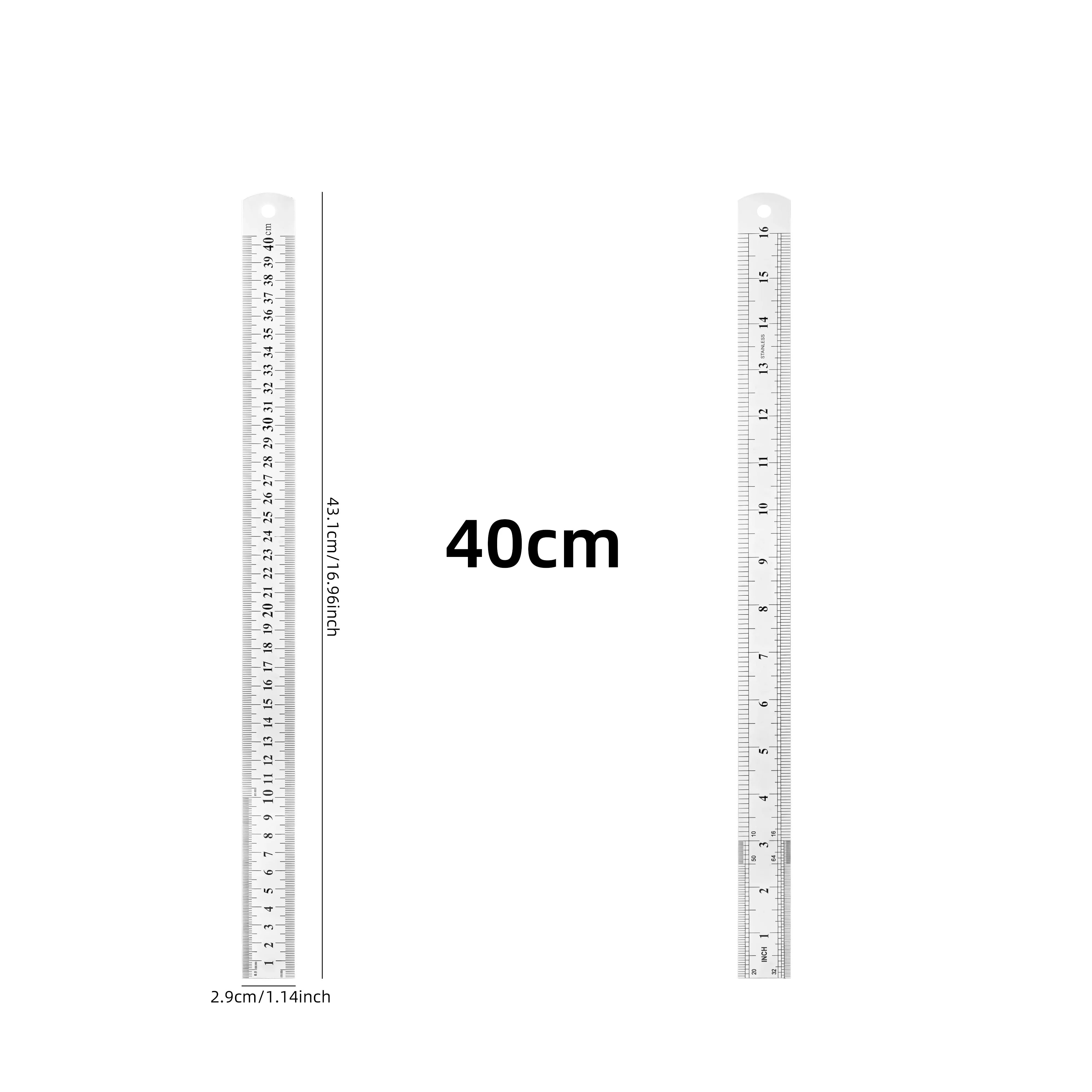 Thickened Steel Ruler | 15/20/30/40/50/60cm | Dual CM & Inch Scale | Precise Measurement detail view